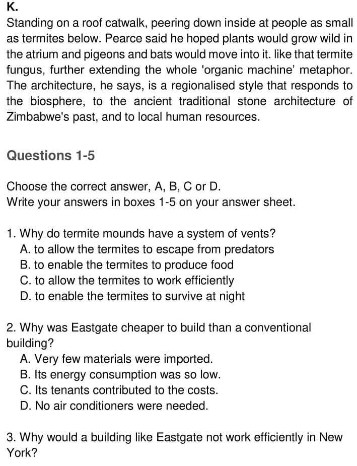 IELTS Academic Reading ‘Sustainable architecture - lessons from the ant’ Answers - 0004