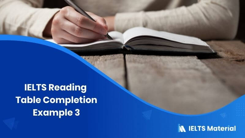 IELTS Reading Table Completion Example 3